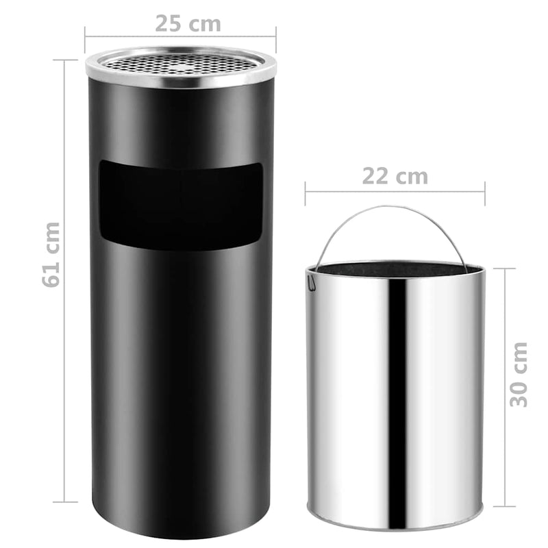 Scrumieră coș de gunoi 30 L oțel negru