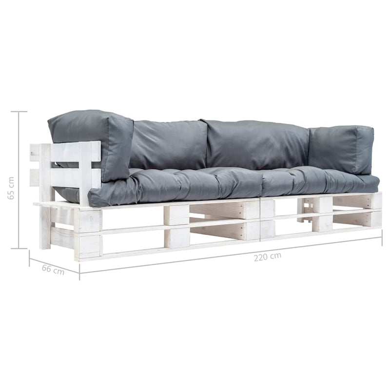Set canapea grădină paleți perne gri, 2 piese, lemn pin