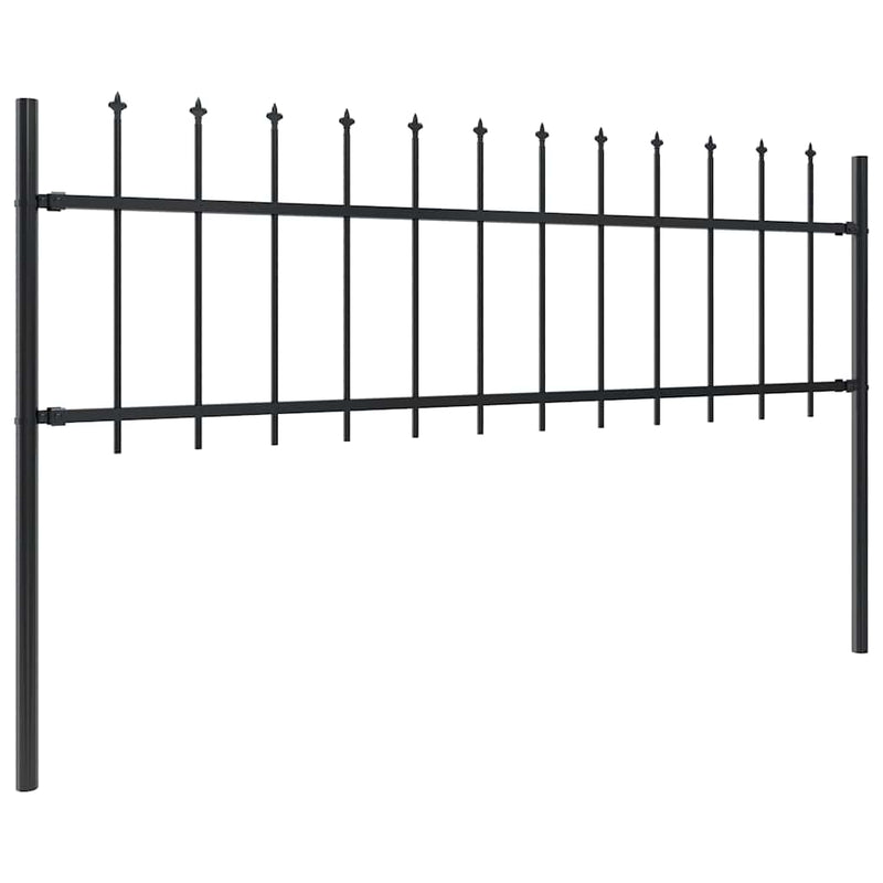 Gard de grădină cu vârf tip suliță din oțel 1339x60 cm, negru