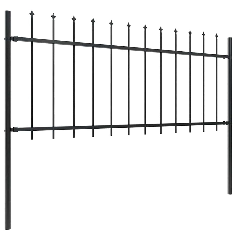 Gard de grădină cu vârf tip suliță din oțel 1172x80 cm negru