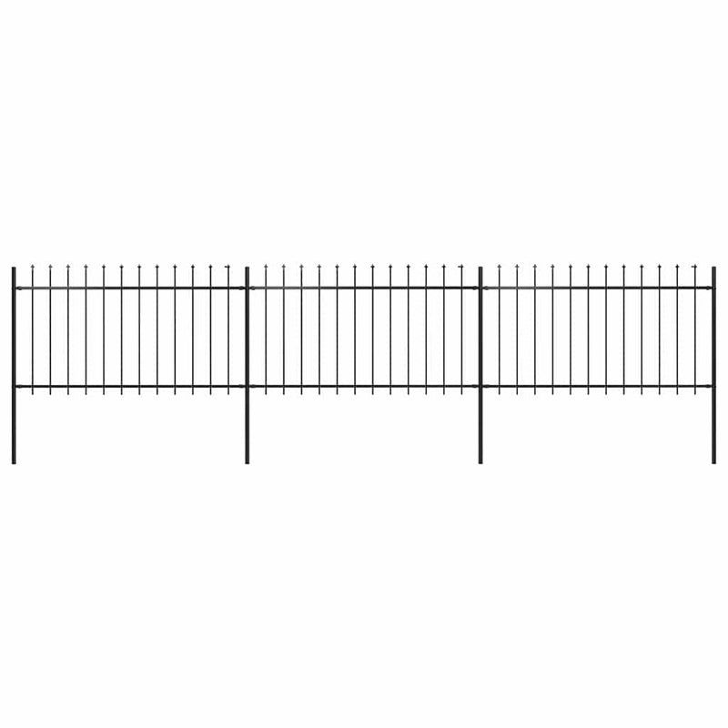 Gard de grădină cu vârf tip suliță din oțel 504x100 cm, negru