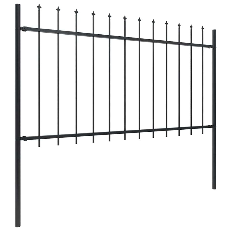 Gard de grădină cu vârf tip suliță din oțel 1673x100 cm, negru