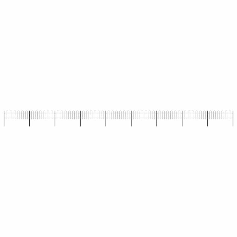Gard de grădină cu vârf circular din oțel 1506x60 cm, negru