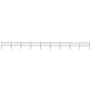 Gard de grădină cu vârf circular din oțel 1506x80 cm, negru