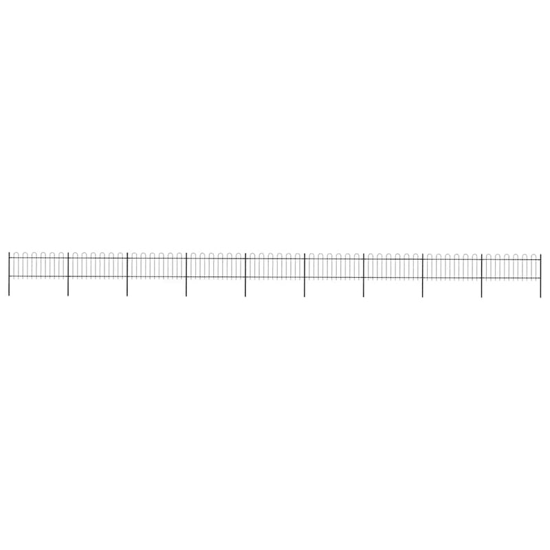 Gard de grădină cu vârf circular din oțel 1506x80 cm, negru