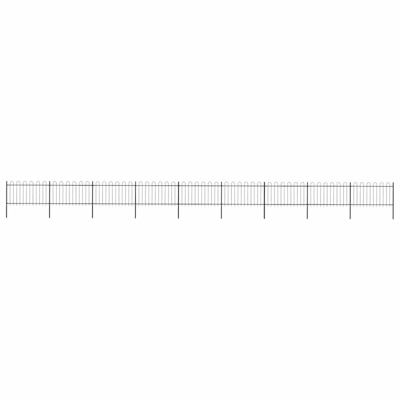 Gard de grădină cu vârf circular din oțel 1506x100 cm, negru