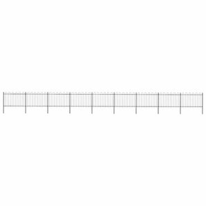 Gard de grădină cu vârf circular din oțel 1506x120 cm, negru