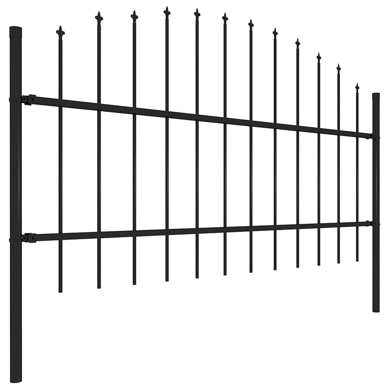 Gard de grădină cu vârf tip suliță din oțel 671 x 100 cm, negru