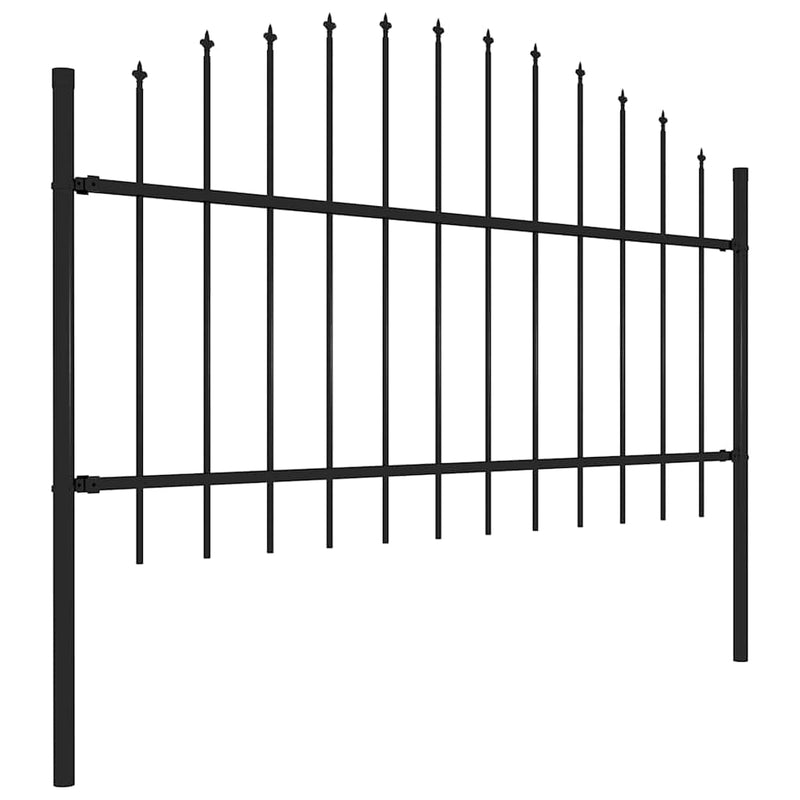 Gard de grădină cu vârf tip suliță din oțel 1005x125 cm, negru