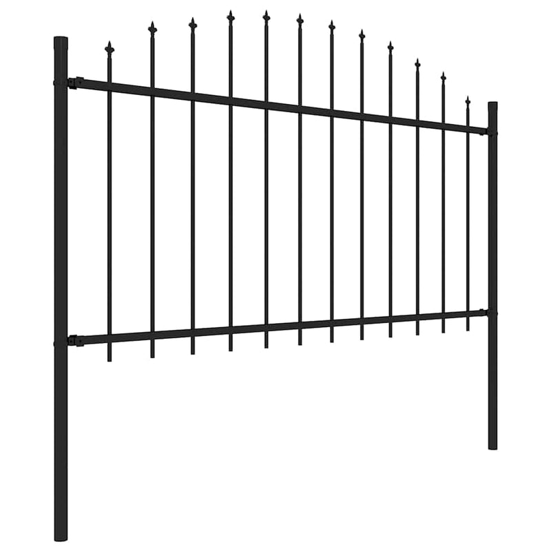 Gard de grădină cu vârf tip suliță din oțel 1172x150 cm, negru