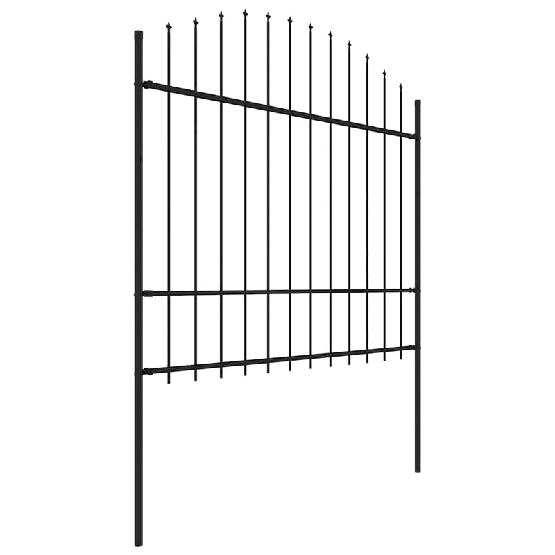 Gard de grădină cu vârf tip suliță din oțel 838x175 cm, negru