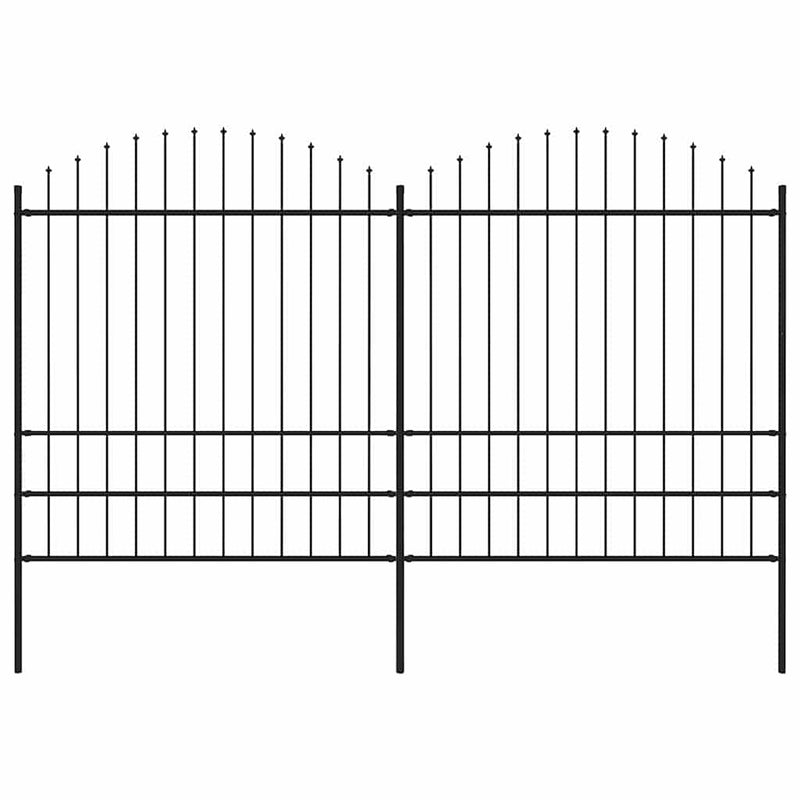 Gard de grădină cu vârf tip suliță din oțel, 337x200 cm, negru