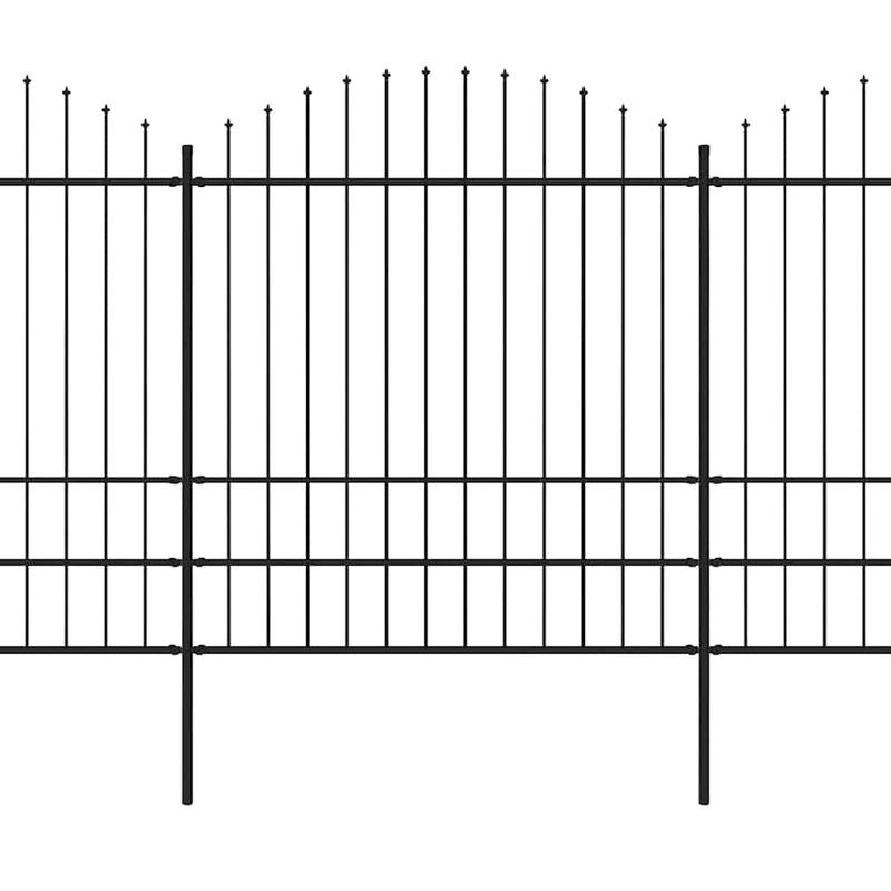 Gard de grădină cu vârf tip suliță din oțel, 337x200 cm, negru