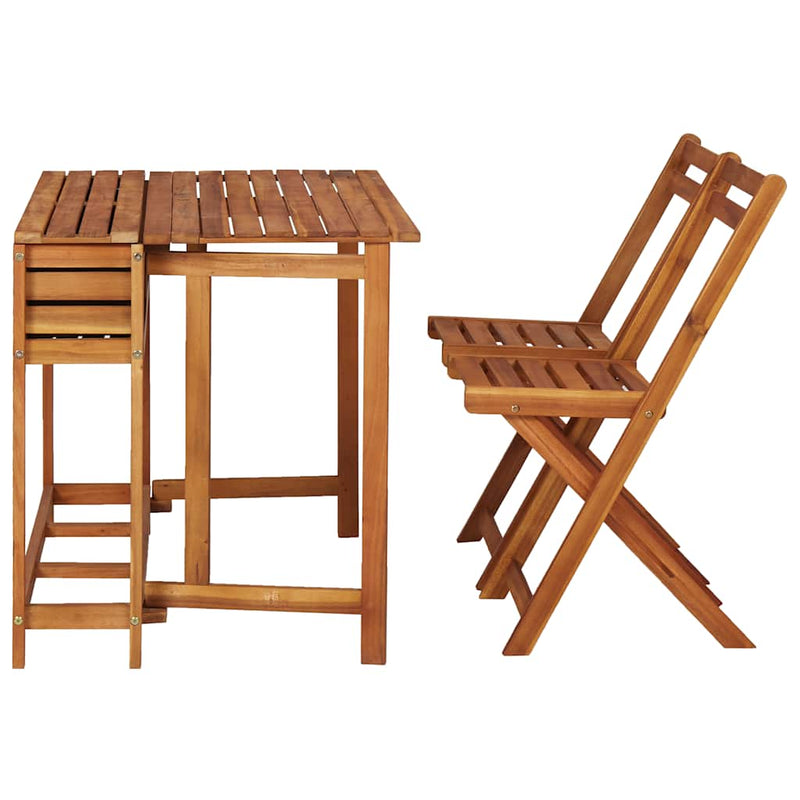 Masă cu jardinieră de grădină, 2 scaune bistro, lemn de acacia