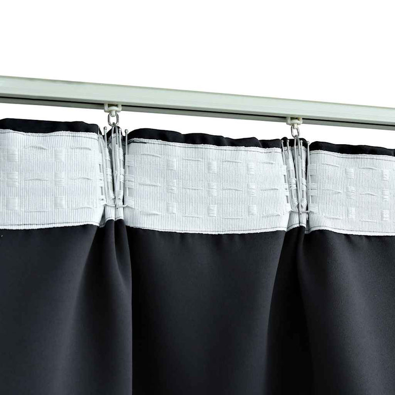 Draperii opace cu cârlige, 2 buc., negru, 140 x 245 cm