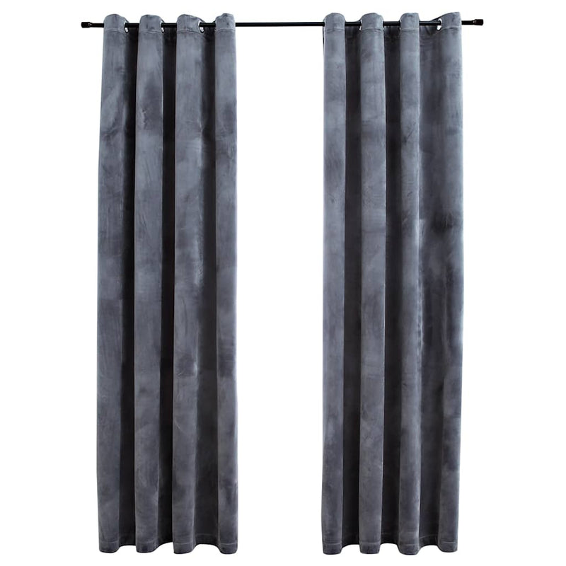 Draperii opace cu inele, 2 buc., antracit, 140x245 cm, catifea