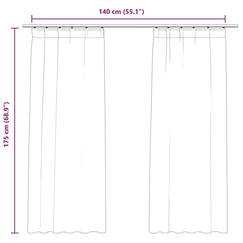 Draperii opace, 2 buc., antracit, 140x175 cm, catifea, cârlige