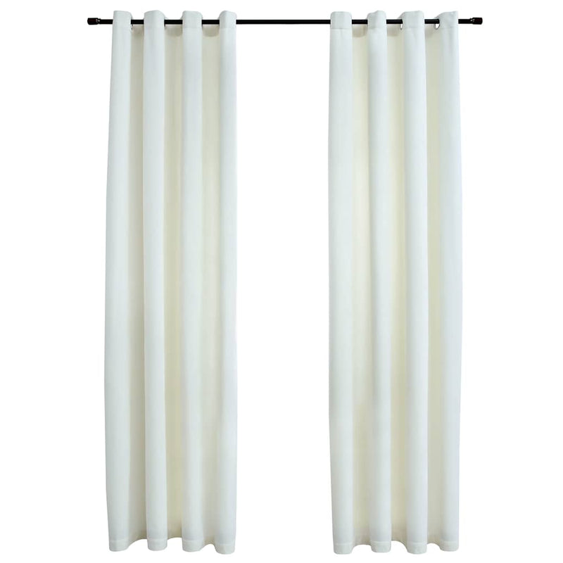 Perdele opace cu inele, 2 buc., crem, 140x175 cm, catifea