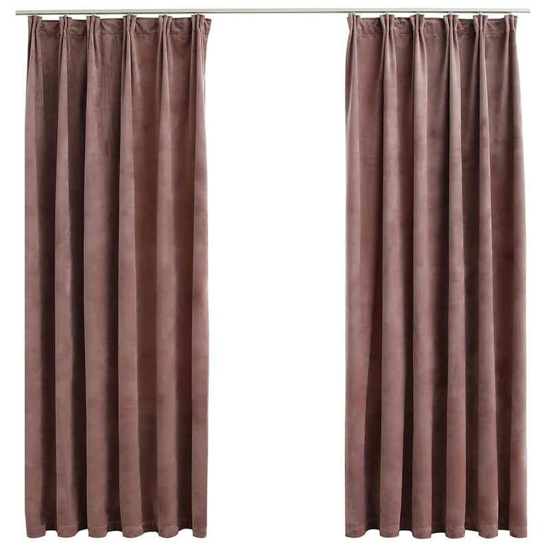 Draperii opace 2 buc. roz antichizat 140x175 cm catifea cârlige