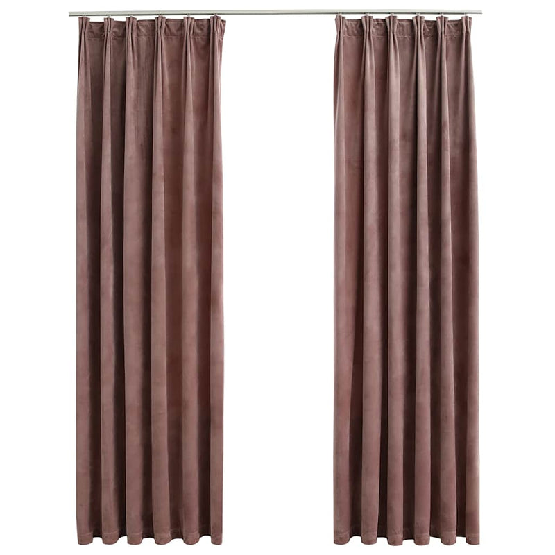 Draperii opace 2 buc. roz antichizat 140x225 cm catifea cârlige
