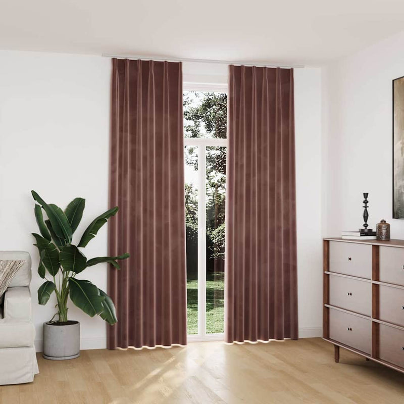 Draperii opace 2 buc. roz antichizat 140x245 cm catifea cârlige