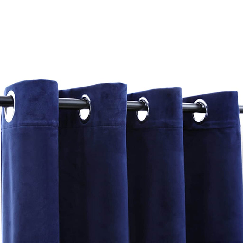Draperii opace cu inele, 2 buc., albastru, 140x245 cm, catifea