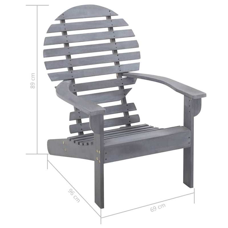 Scaun Adirondack, gri, lemn masiv de acacia
