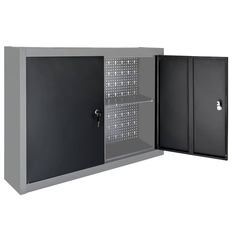 Dulap de perete pentru unelte gri & negru metal stil industrial