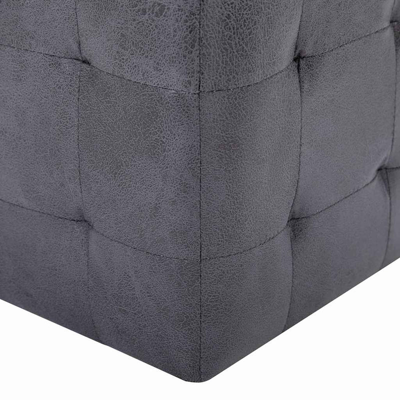 Taburet, 2 buc., gri, 30x30x30 cm, piele întoarsă ecologică