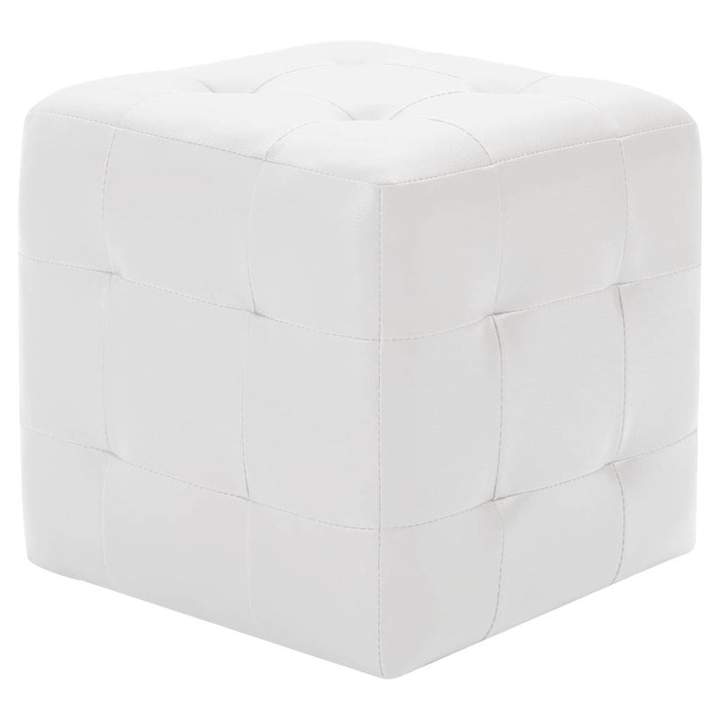 Taburet, 2 buc., alb, 30x30x30 cm, piele ecologică
