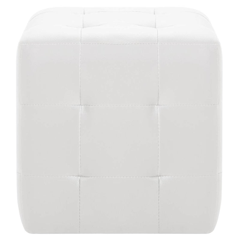 Taburet, 2 buc., alb, 30x30x30 cm, piele ecologică