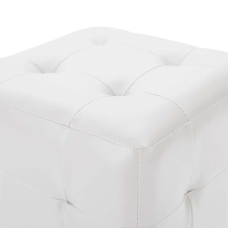 Taburet, 2 buc., alb, 30x30x30 cm, piele ecologică