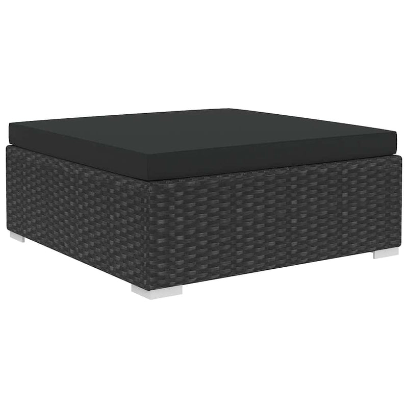 Set mobilier de grădină cu perne, 4 piese, negru, poliratan