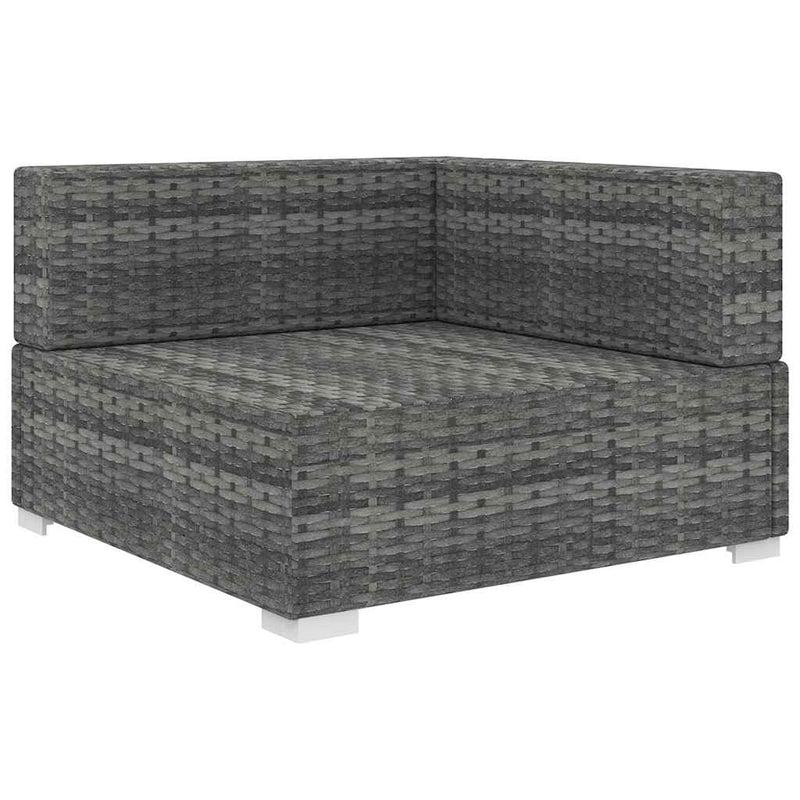 Scaun modular de colț, 1 buc., gri, poliratan, cu perne