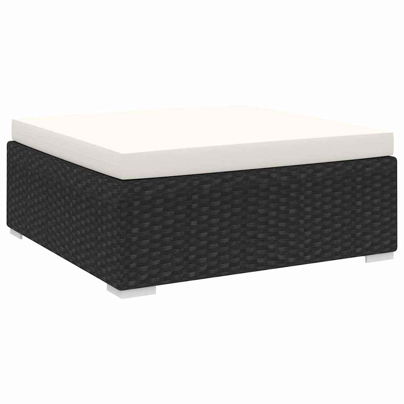 Taburet modular, 1 buc., negru, poliratan, cu pernă