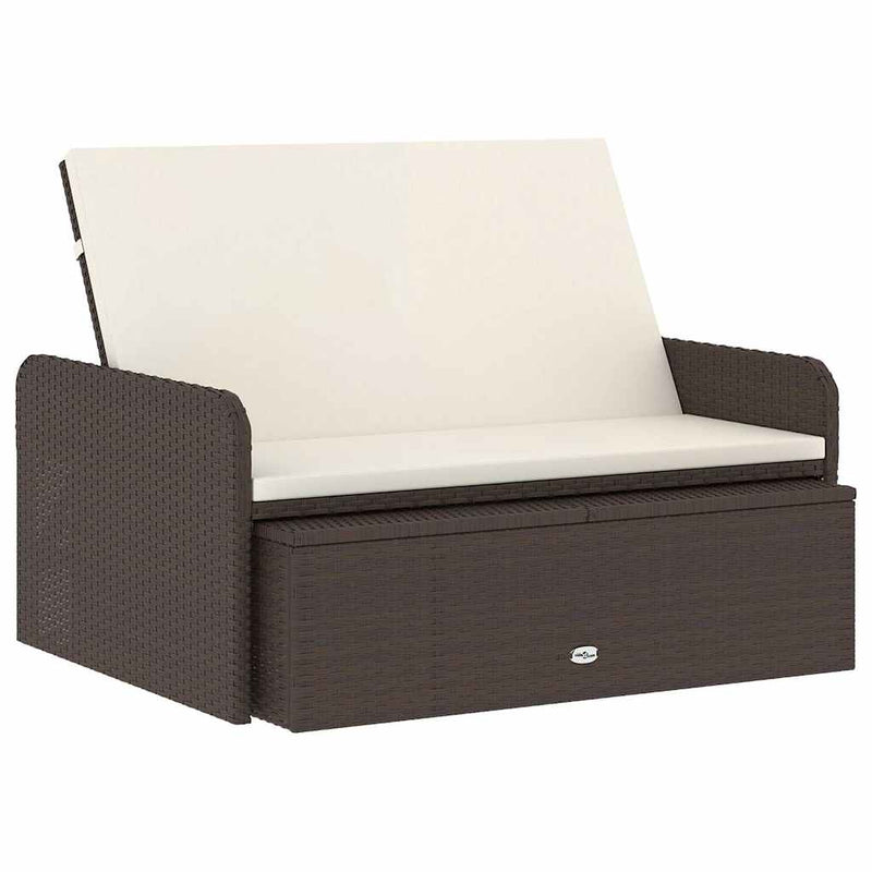 Set mobilier de grădină cu perne, 2 piese, maro, poliratan