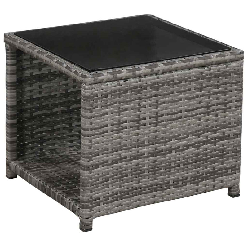 Set mobilier bistro cu perne, 3 piese, gri, poliratan