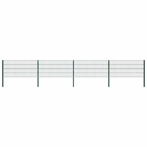 Panou de gard cu stâlpi din fier, verde, 694,5x80 cm