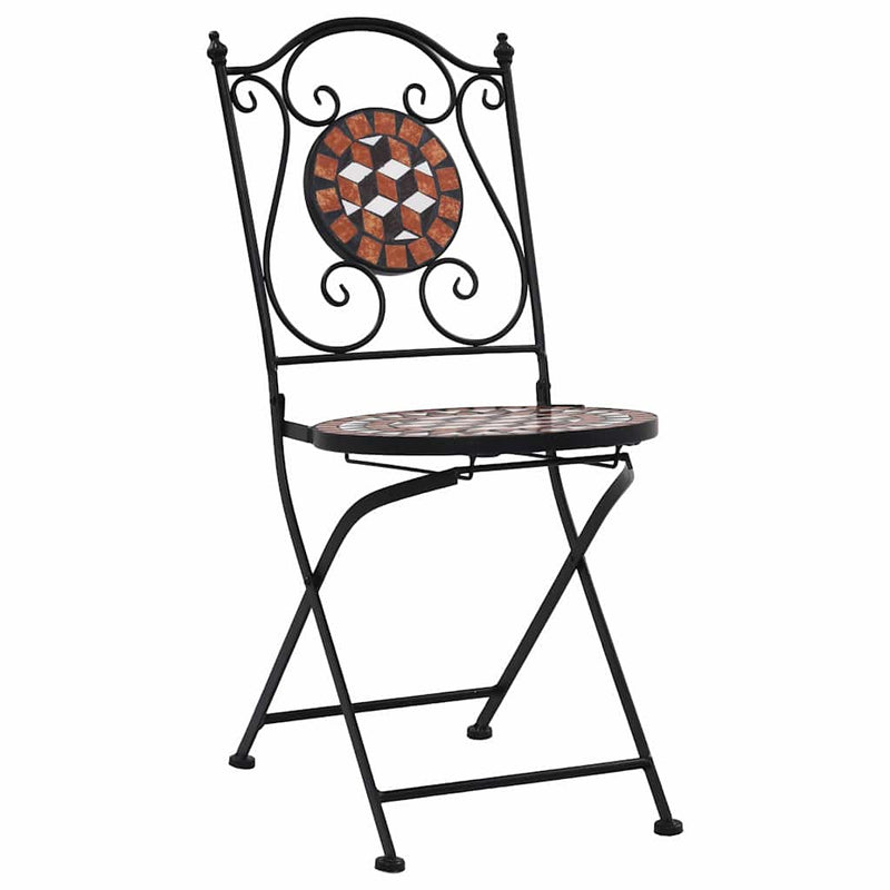 Scaune pliante mozaic ceramice maro, 2 buc.