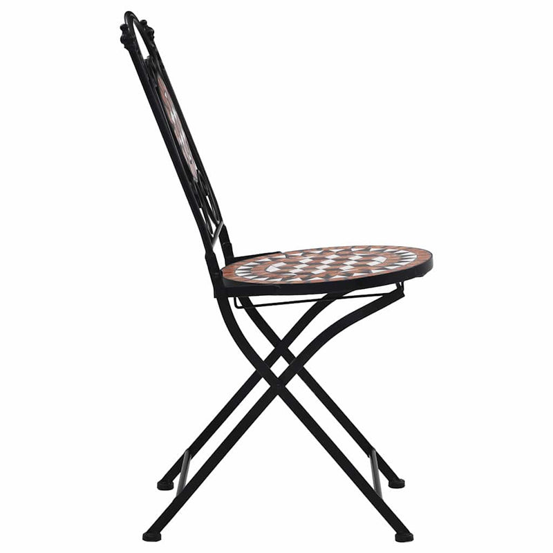Scaune pliante mozaic ceramice maro, 2 buc.