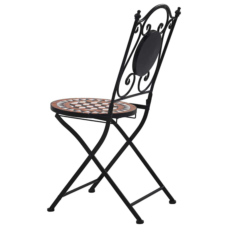 Scaune pliante mozaic ceramice maro, 2 buc.