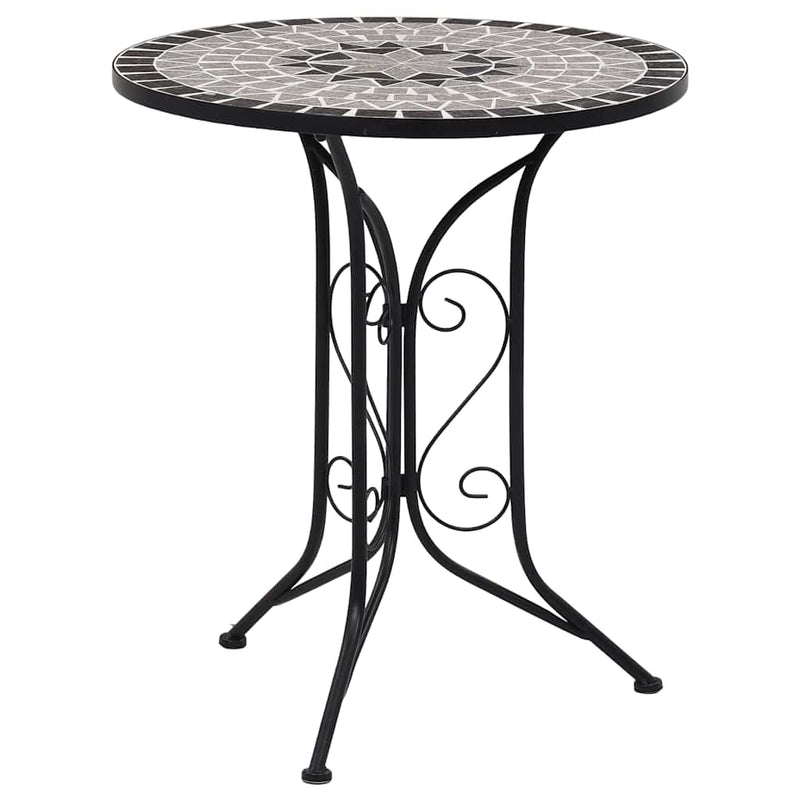 Masă de bistro mozaic, gri, 60 cm, ceramică