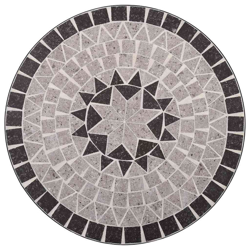 Masă de bistro mozaic, gri, 60 cm, ceramică