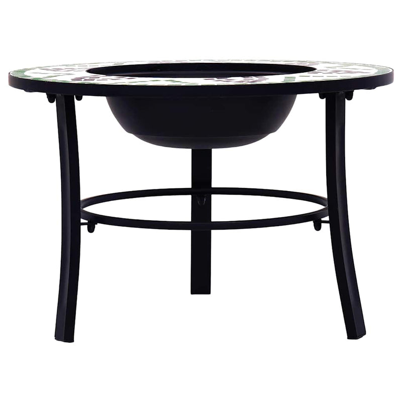 Vatră de foc cu mozaic, verde, 68 cm, ceramică