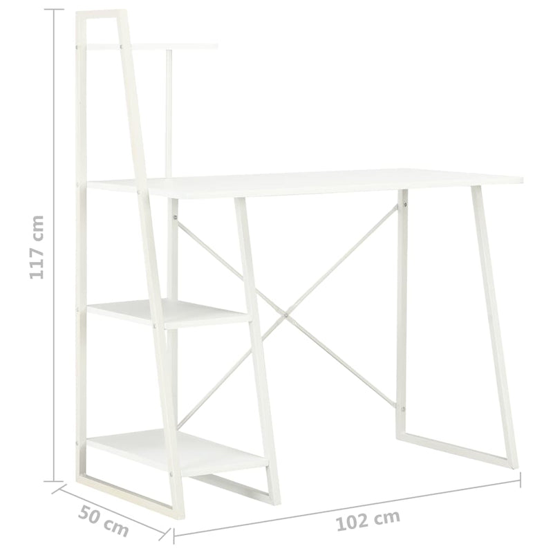 Birou cu rafturi, alb, 102 x 50 x 117 cm