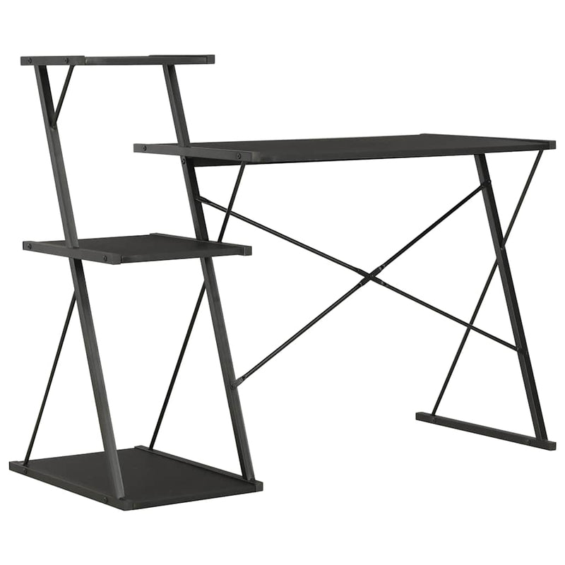 Birou cu raft, negru, 116 x 50 x 93 cm