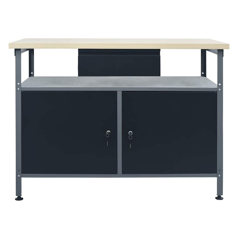 Banc de lucru, negru, 120 x 60 x 85 cm, oțel