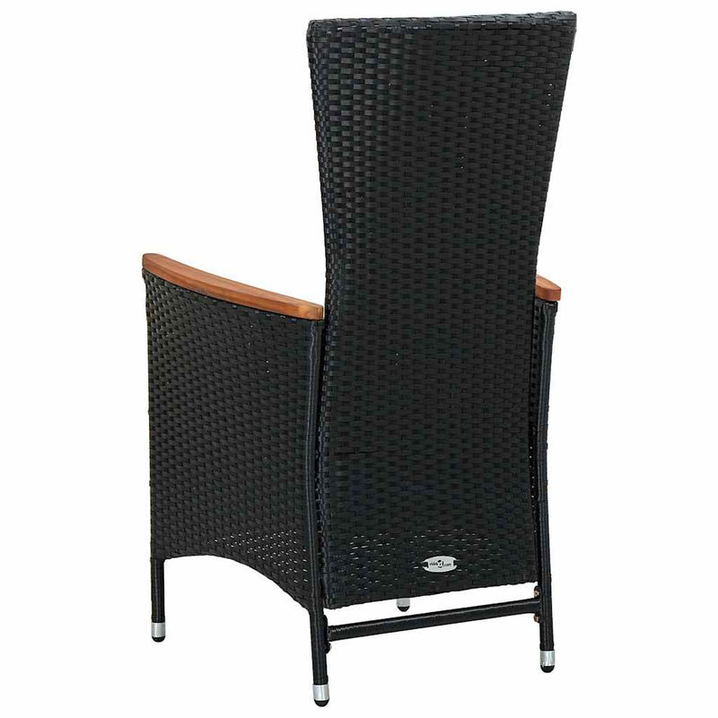 Set mobilier de exterior 7 piese negru poliratan lemn de acacia