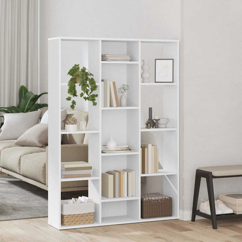 Separator cameră/Bibliotecă, alb, 100x24x140 cm, lemn prelucrat