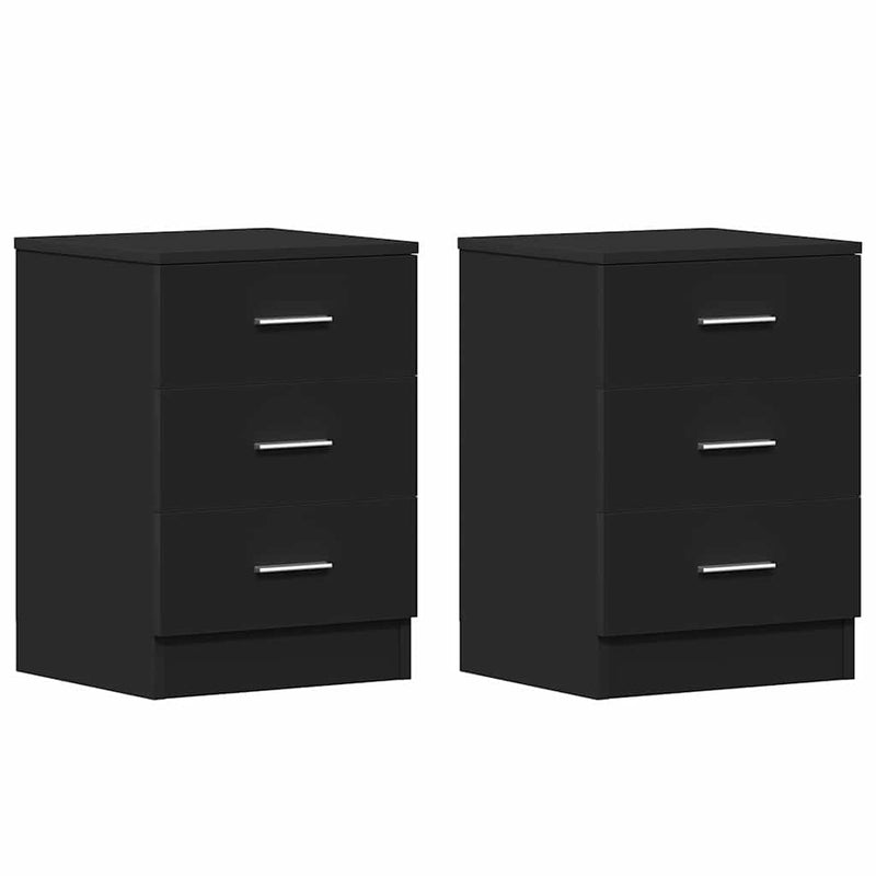 Noptiere, 2 buc., negru, 38x35x56 cm, lemn prelucrat